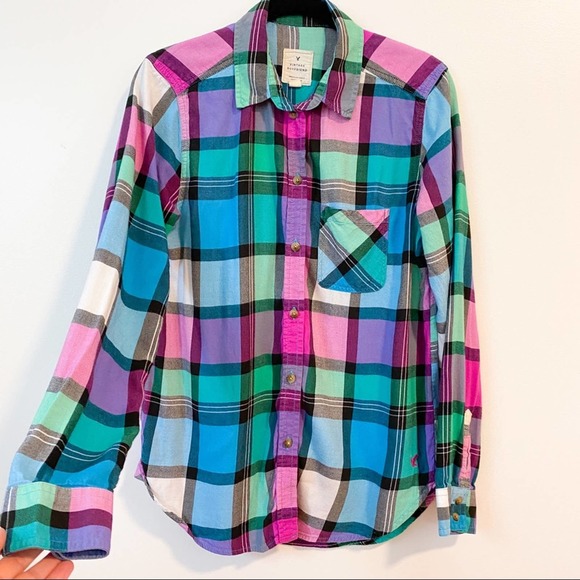 American Eagle Outfitters Tops - American Eagle Colorful Vintage Boyfriend Flannel